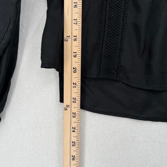 ALLSAINTS Juliette Pintuck Ruffle Top Womens 00 Black Square Neck Balloon Sleeve - Picture 12 of 13